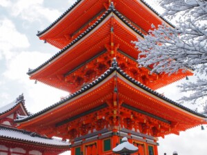 雪の清水寺 三重塔 雪の清水寺 三重塔